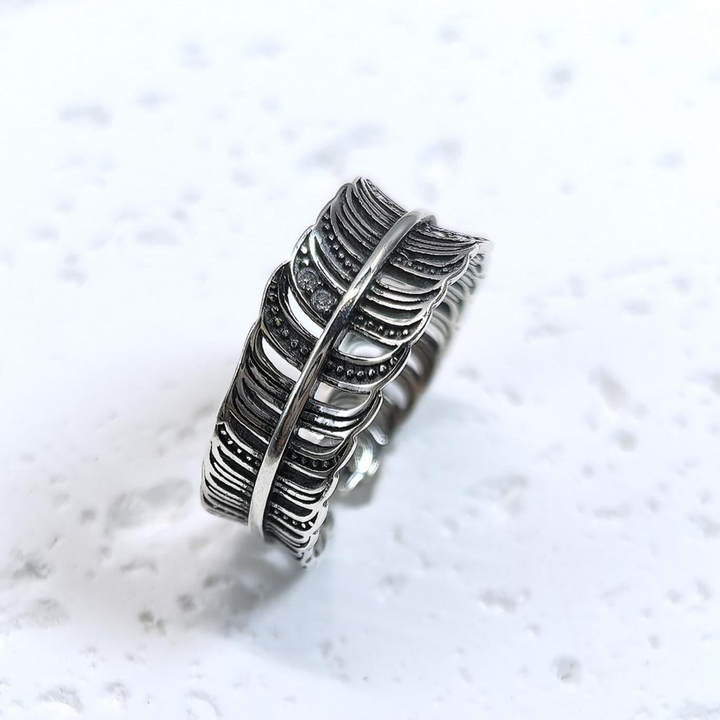 Adjustable Sterling Silver Feather Ring – Handmade Boho Jewelry