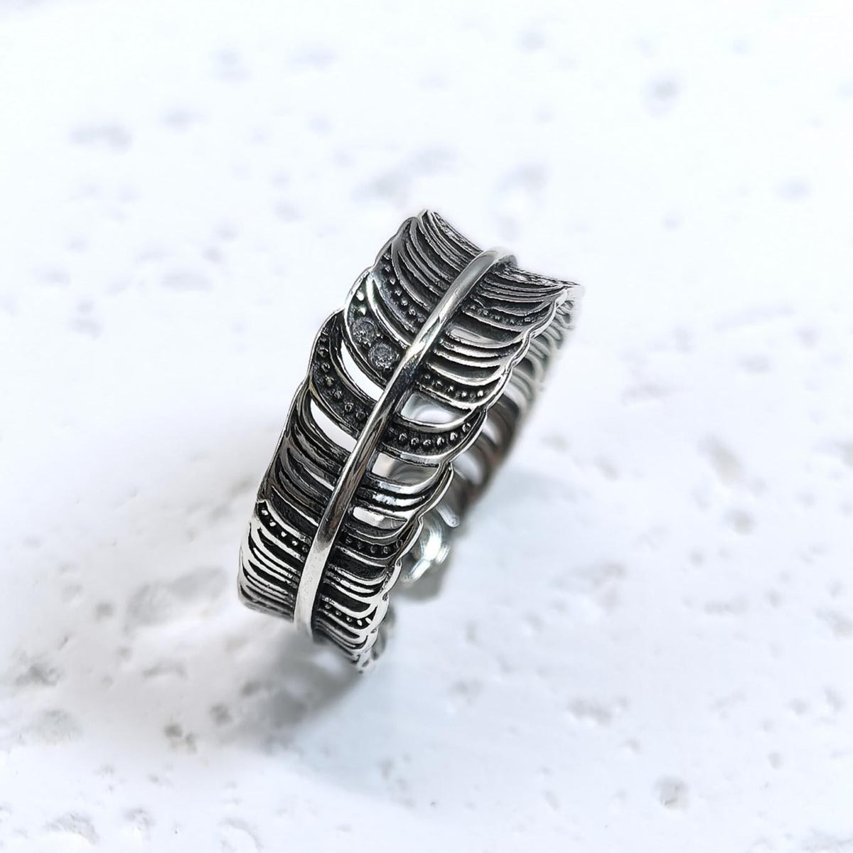 Adjustable Sterling Silver Feather Ring – Handmade Boho Jewelry