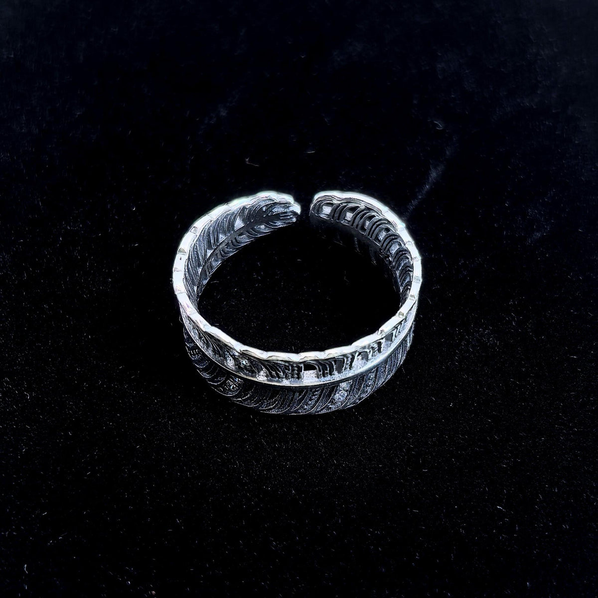 Adjustable Sterling Silver Feather Ring – Handmade Boho Jewelry