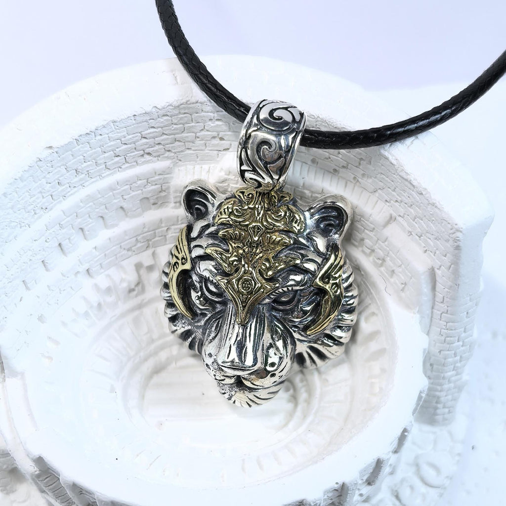 S925 Sterling Silver Tiger Head Pendant Necklace – Fierce Animal Jewelry Custom Engraved