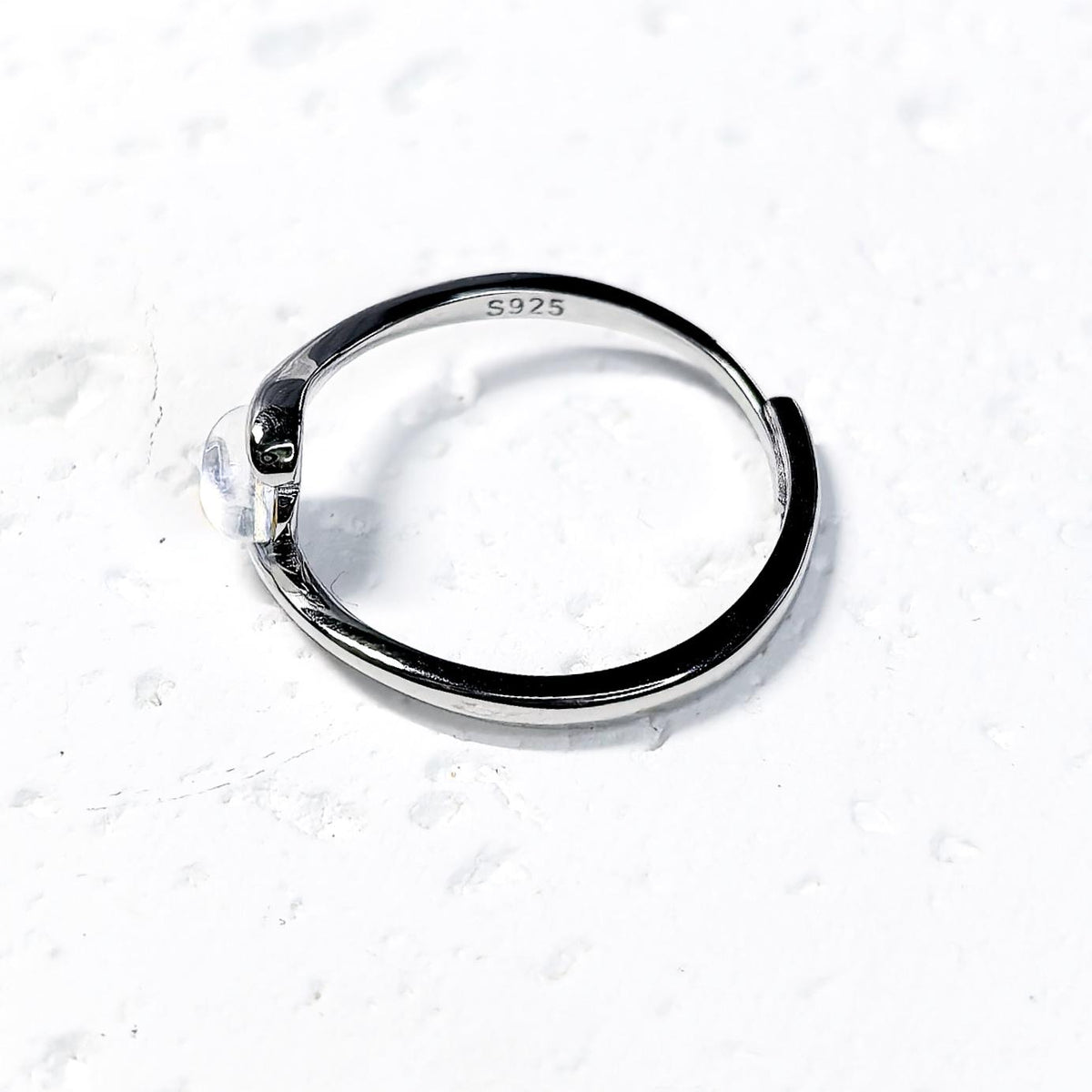 Iridescent Opalite Moonstone Ring: Adjustable Sterling Silver S925 - Moonstone Glow