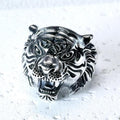 Handmade S925 Sterling Silver Tiger Head Ring, Gothic Biker Jewelry