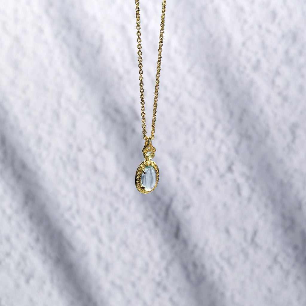 November Birthstone Gemstone Necklace Gift for Her Natural Sky Blue Topaz Necklace 925 Sterling Silver 18K Gold Plated Pendant