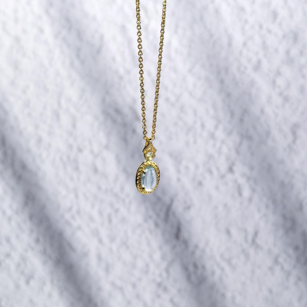 November Birthstone Gemstone Necklace Gift for Her Natural Sky Blue Topaz Necklace 925 Sterling Silver 18K Gold Plated Pendant