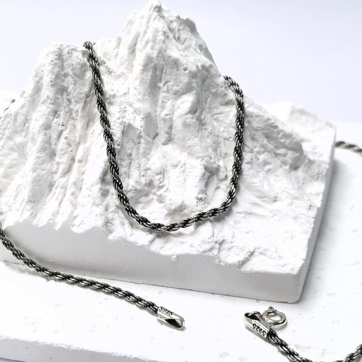 S925 Sterling Silver Rope Chain Necklace 18 inches