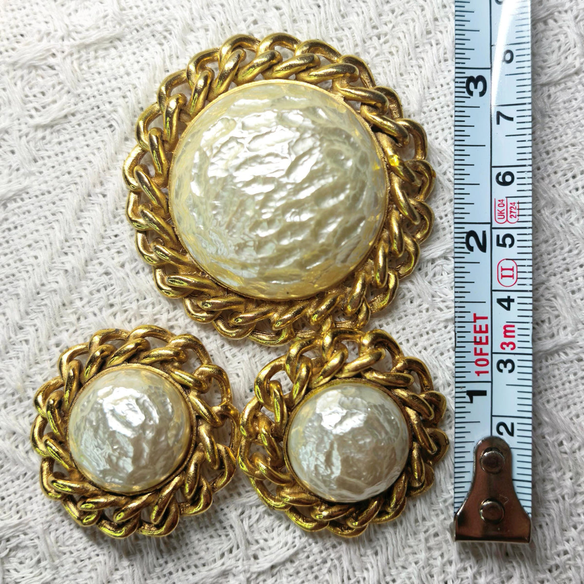 Rare Set - 1950s Vintage Sarah Coventry Faux Pearl Brooch & Earrings Set Gold Tone Statement Jewelry Signed Sarah Cov Costume Jewelry