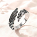 Sterling Silver Angel Wing Ring: Adjustable Feather Jewelry, Free Engraving
