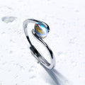 Iridescent Opalite Moonstone Ring: Adjustable Sterling Silver S925 - Moonstone Glow