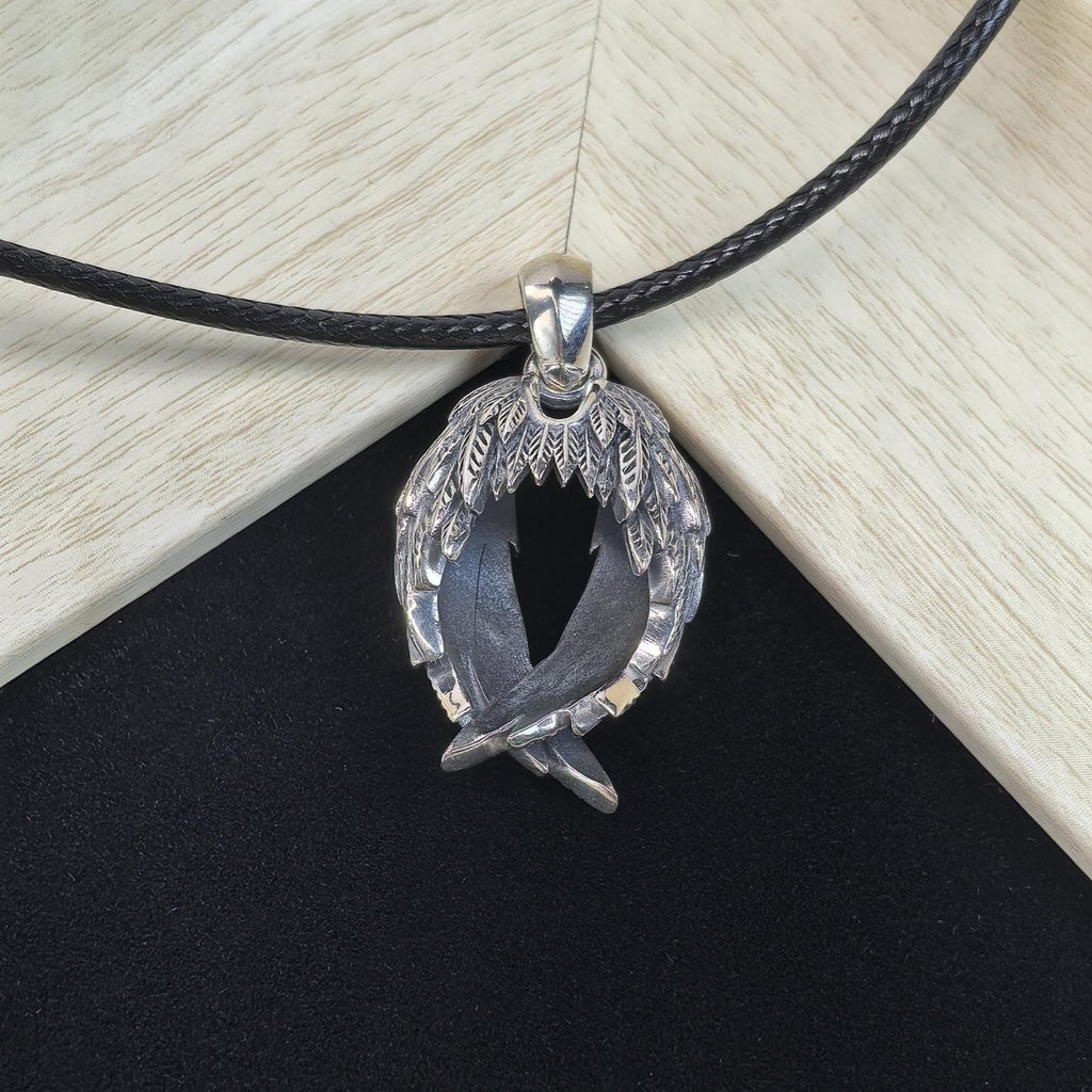 S925 Sterling Silver Feather Leaf Pendant Necklace – Vintage Style Boho Jewelry