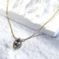 Eye of the Ocean- Natural Aquamarine S925 Sterling Silver Necklace with 18K Gold-Plated Zircon Border