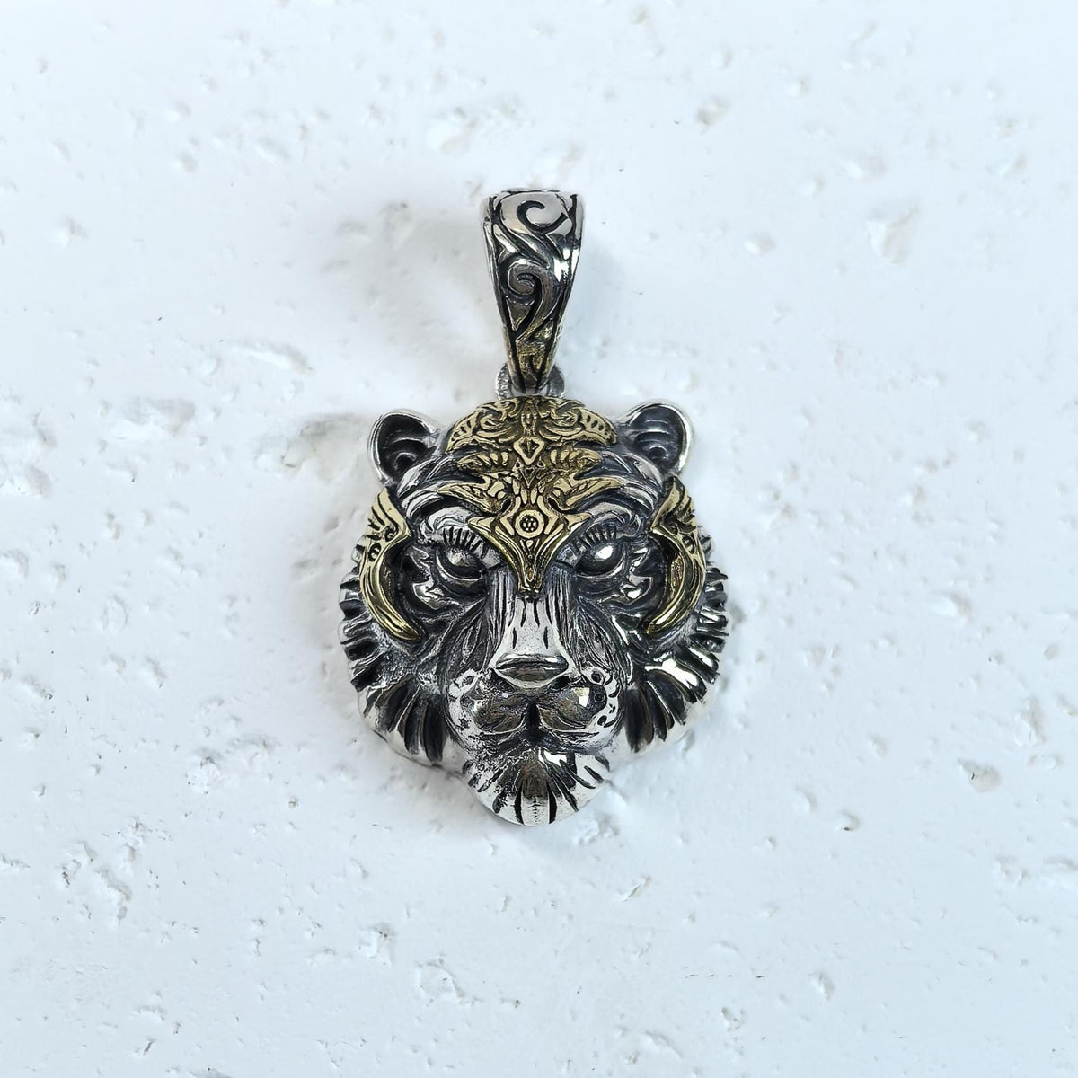 S925 Sterling Silver Tiger Head Pendant Necklace – Fierce Animal Jewelry Custom Engraved