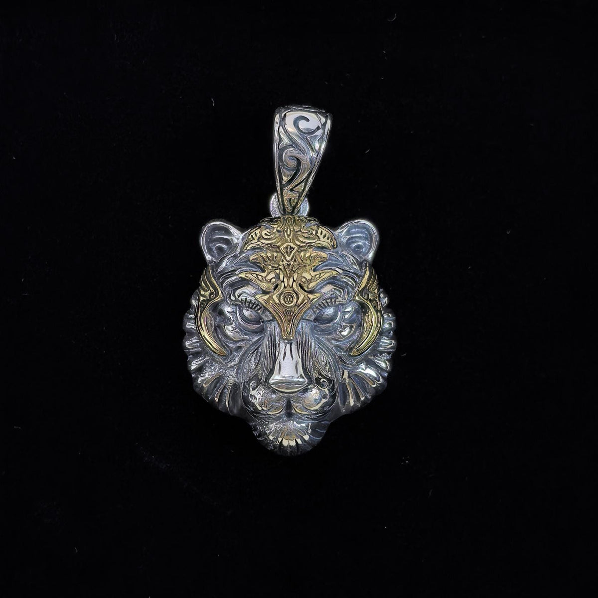 S925 Sterling Silver Tiger Head Pendant Necklace – Fierce Animal Jewelry Custom Engraved