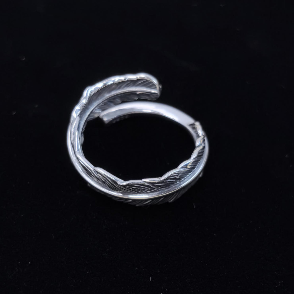 S925 Sterling Silver Feather Ring – Adjustable Band Custom Free Engraving