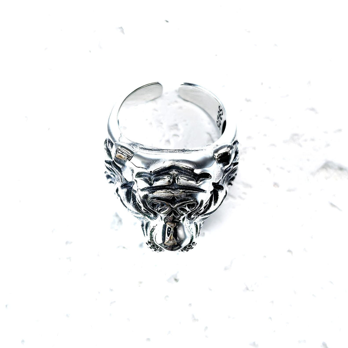 Handmade S925 Sterling Silver Tiger Head Ring, Gothic Biker Jewelry