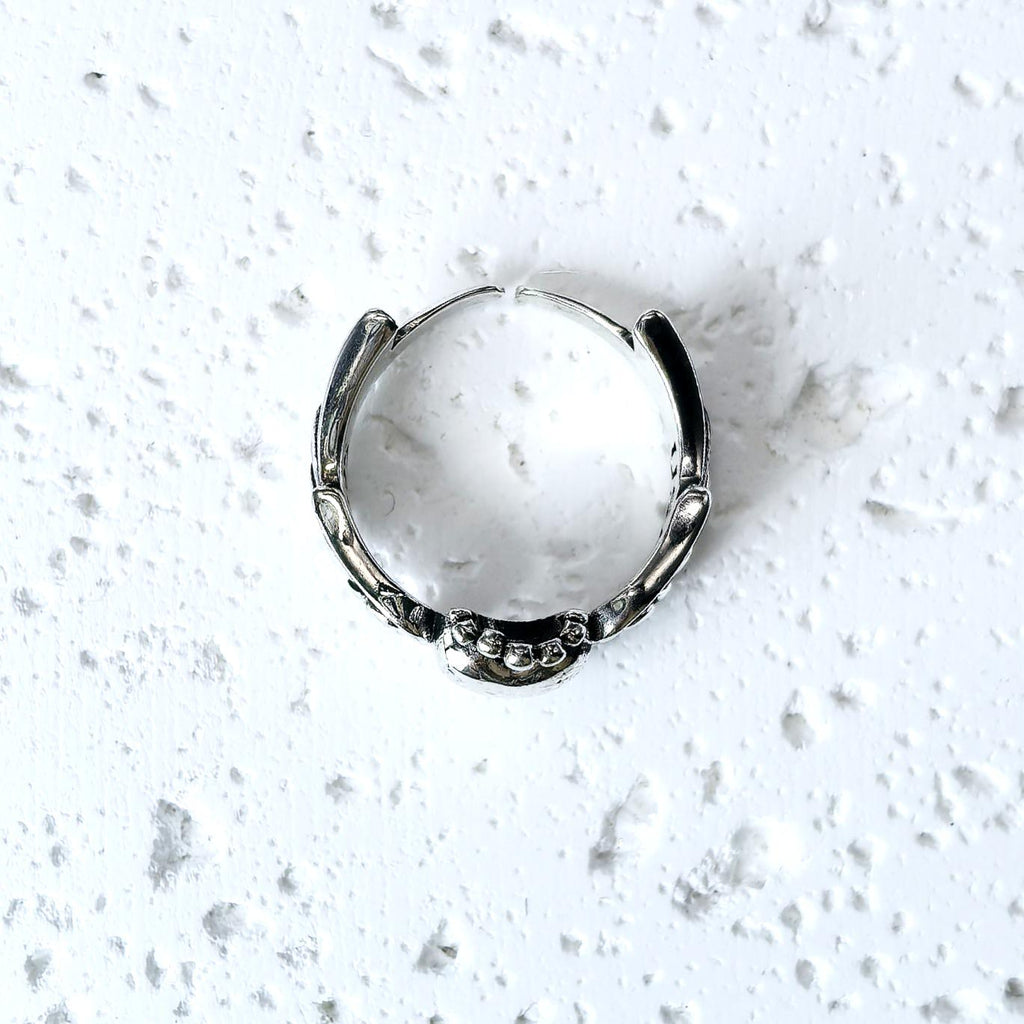 Sterling Silver Crowned Heart Ring – Winged Claddagh Style, Adjustable Band