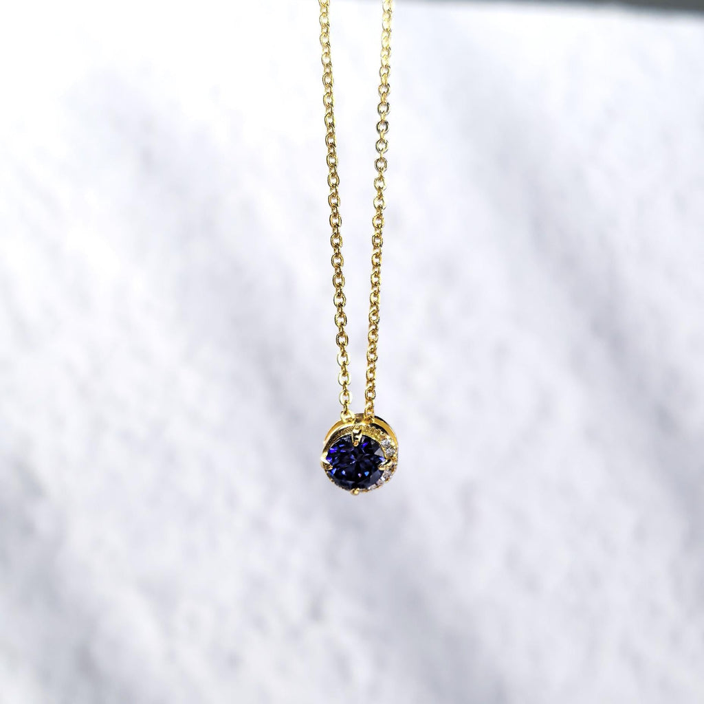 Natural Tanzanite Necklace 925 Sterling Silver 18K Gold Plated Pendant December Birthstone Blue Gemstone Necklace Gift for Her