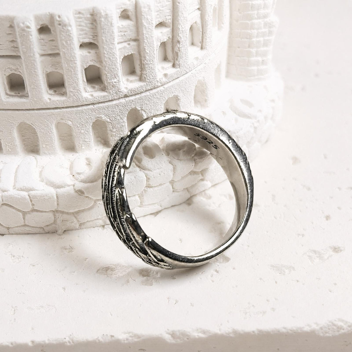 Sterling Silver Angel Wing Ring: Adjustable Feather Jewelry, Free Engraving