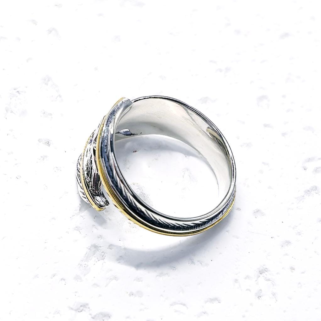 S925 Sterling Silver Feather Ring – Adjustable Wrap Ring, Boho Nature-Inspired Jewelry for Men and Women