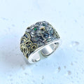 Handmade S925 Sterling Silver Tiger Head Ring – Green Eyes & Gold Detailing – Men’s Gothic Animal Jewelry