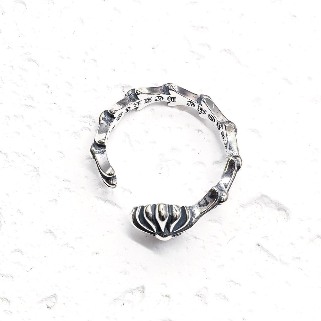 925 Sterling Silver Gothic Cross Flower Ring Oxidized Silver Open Ring Vintage Style Floral Statement Jewelry