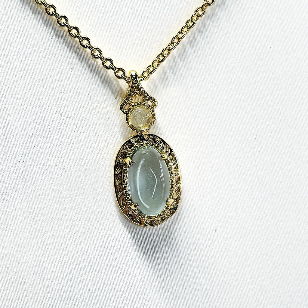 November Birthstone Gemstone Necklace Gift for Her Natural Sky Blue Topaz Necklace 925 Sterling Silver 18K Gold Plated Pendant