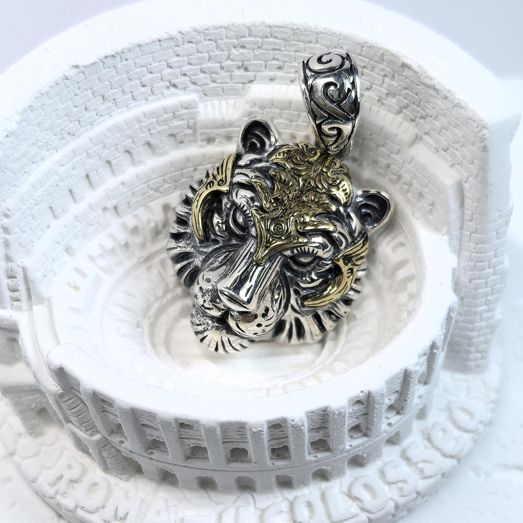 S925 Sterling Silver Tiger Head Pendant Necklace – Fierce Animal Jewelry Custom Engraved