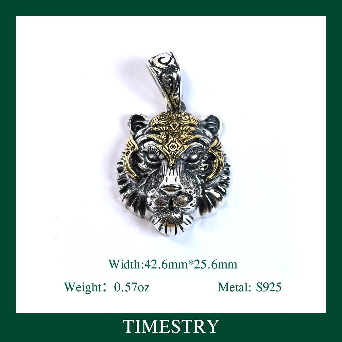 S925 Sterling Silver Tiger Head Pendant Necklace – Fierce Animal Jewelry Custom Engraved