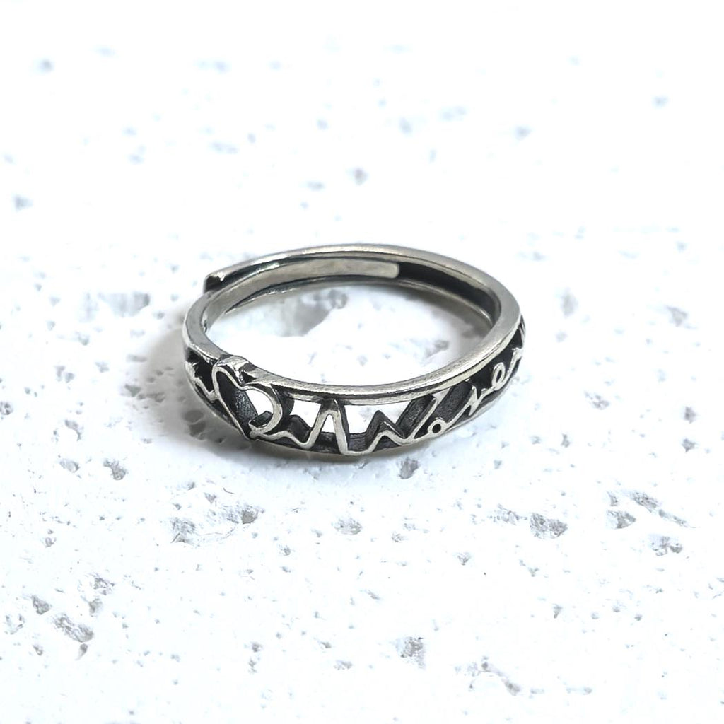 Romantic Silver Heartbeat Lover's Ring – Love Pulse Design Promise Band, Romantic Gift for Her or Him, Adjustable Size Style Jewelry