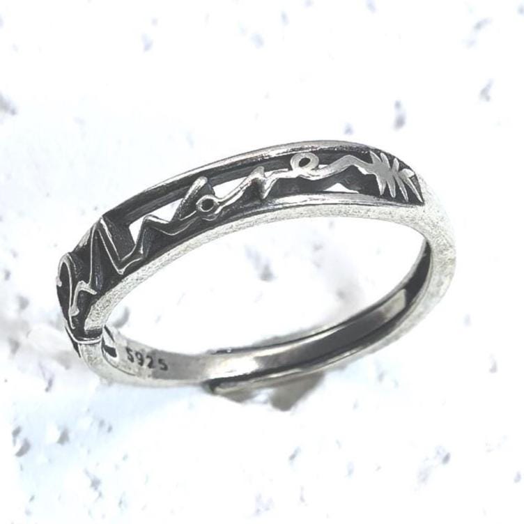 Romantic Silver Heartbeat Lover's Ring – Love Pulse Design Promise Band, Romantic Gift for Her or Him, Adjustable Size Style Jewelry