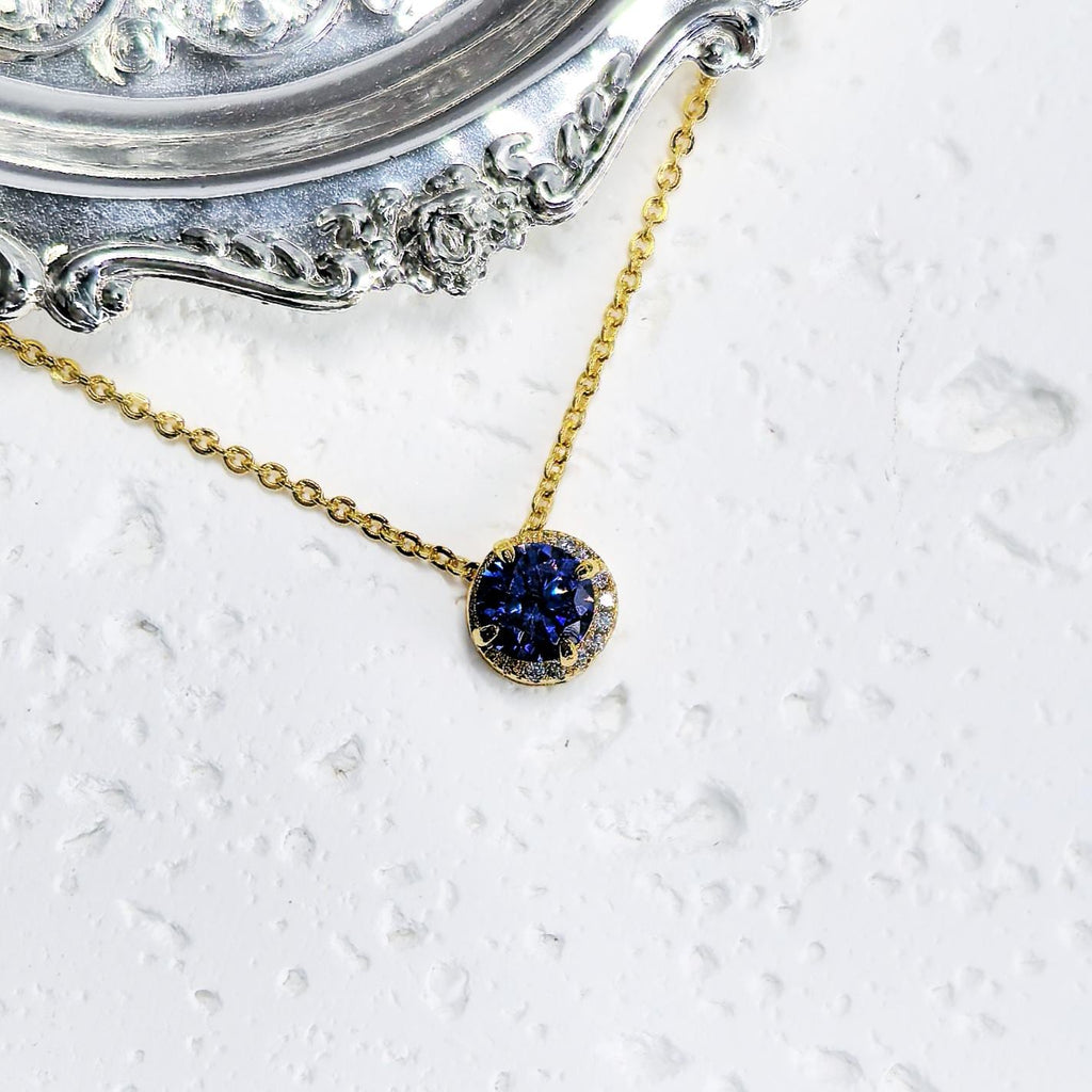 Natural Tanzanite Necklace 925 Sterling Silver 18K Gold Plated Pendant December Birthstone Blue Gemstone Necklace Gift for Her