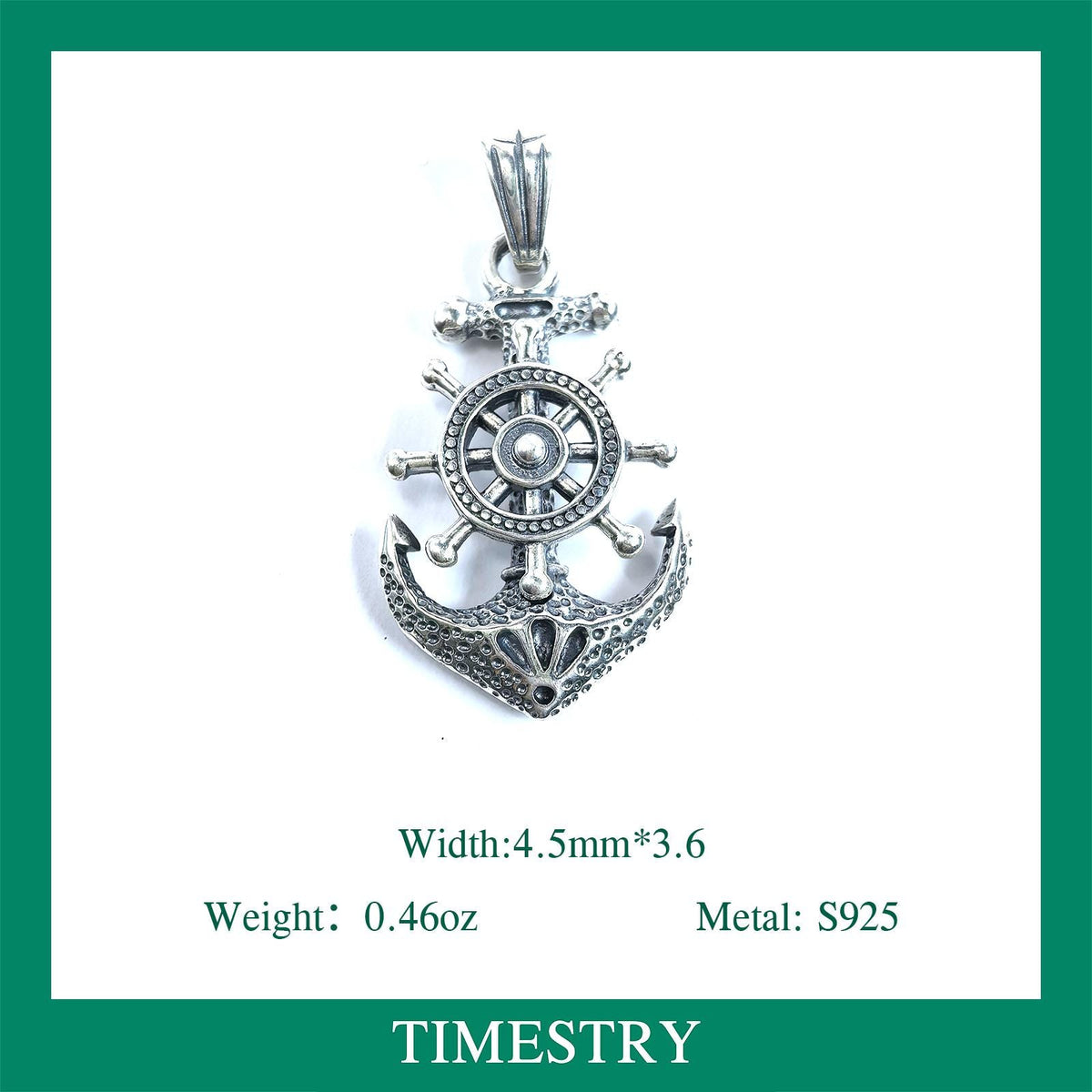 Sterling Silver S925 Anchor & Ship Wheel Pendant Necklace – Nautical Maritime Jewelry Gift