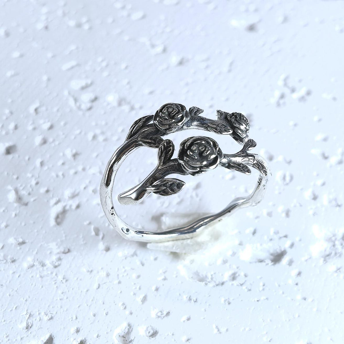 Vintage Victorian Style S925 Sterling Silver Rose Flower Ring – Adjustable