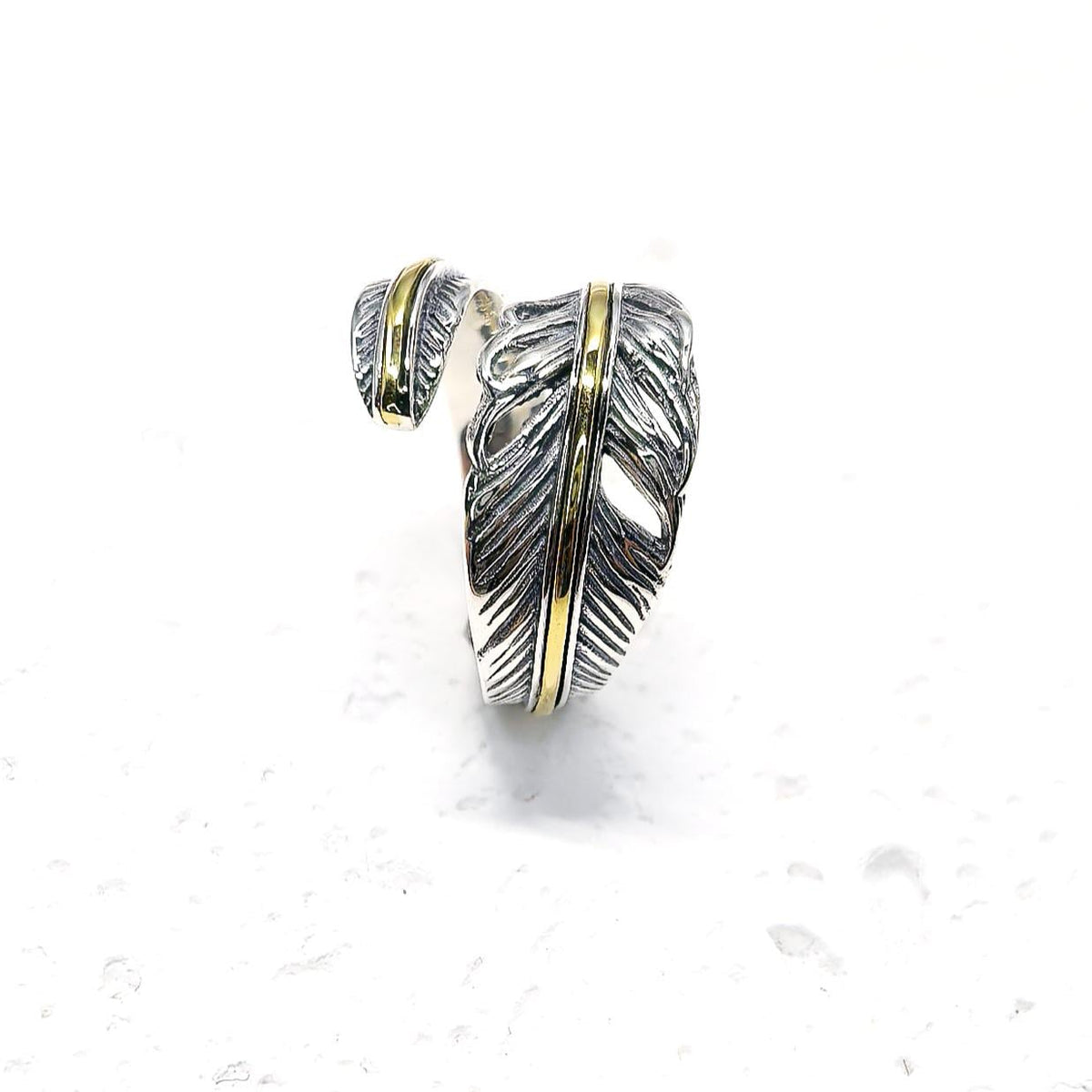 S925 Sterling Silver Feather Ring – Adjustable Wrap Ring, Boho Nature-Inspired Jewelry for Men and Women