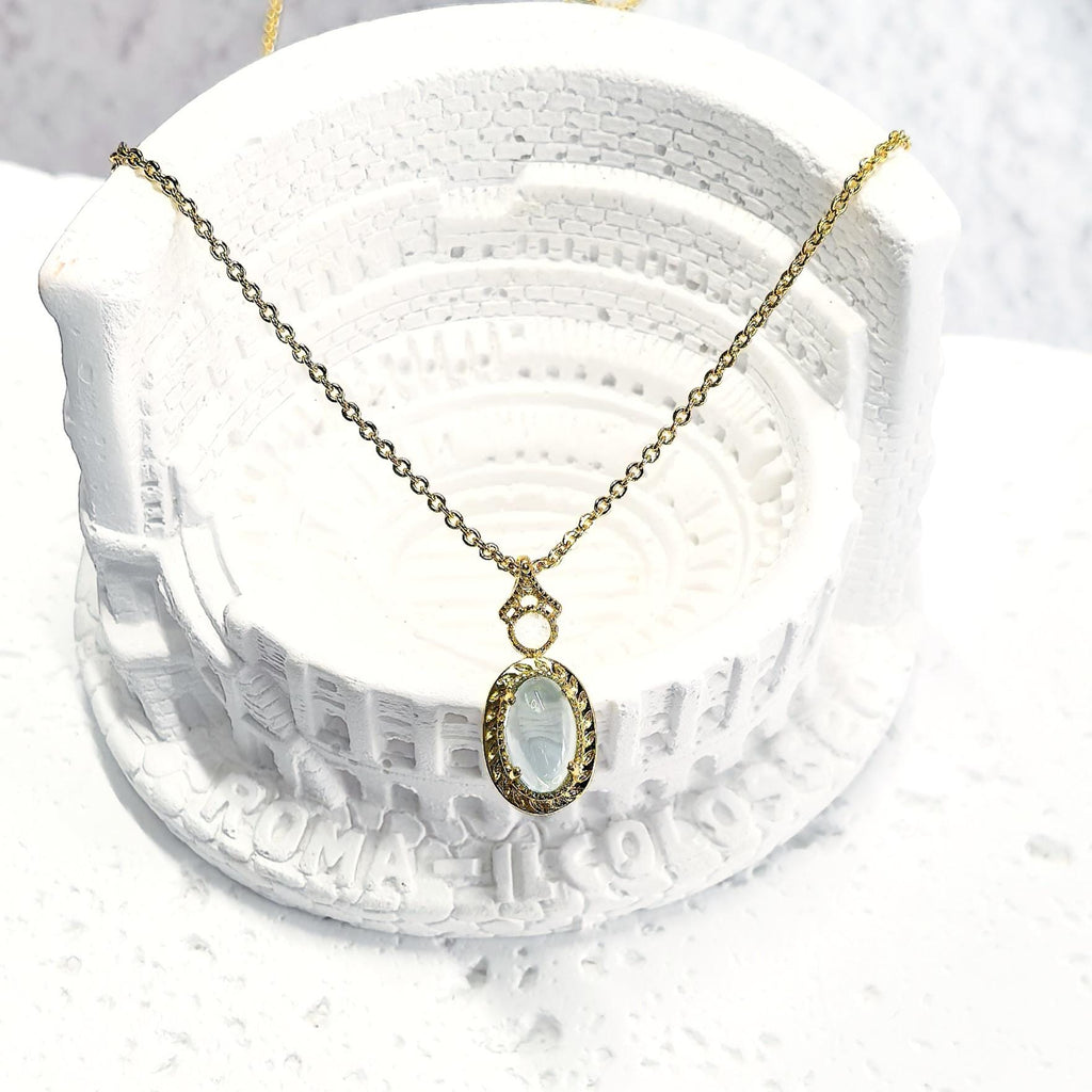November Birthstone Gemstone Necklace Gift for Her Natural Sky Blue Topaz Necklace 925 Sterling Silver 18K Gold Plated Pendant