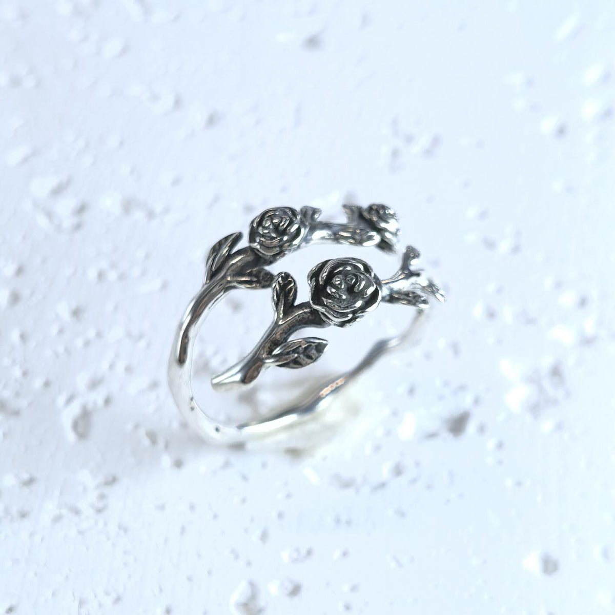 Vintage Victorian Style S925 Sterling Silver Rose Flower Ring – Adjustable