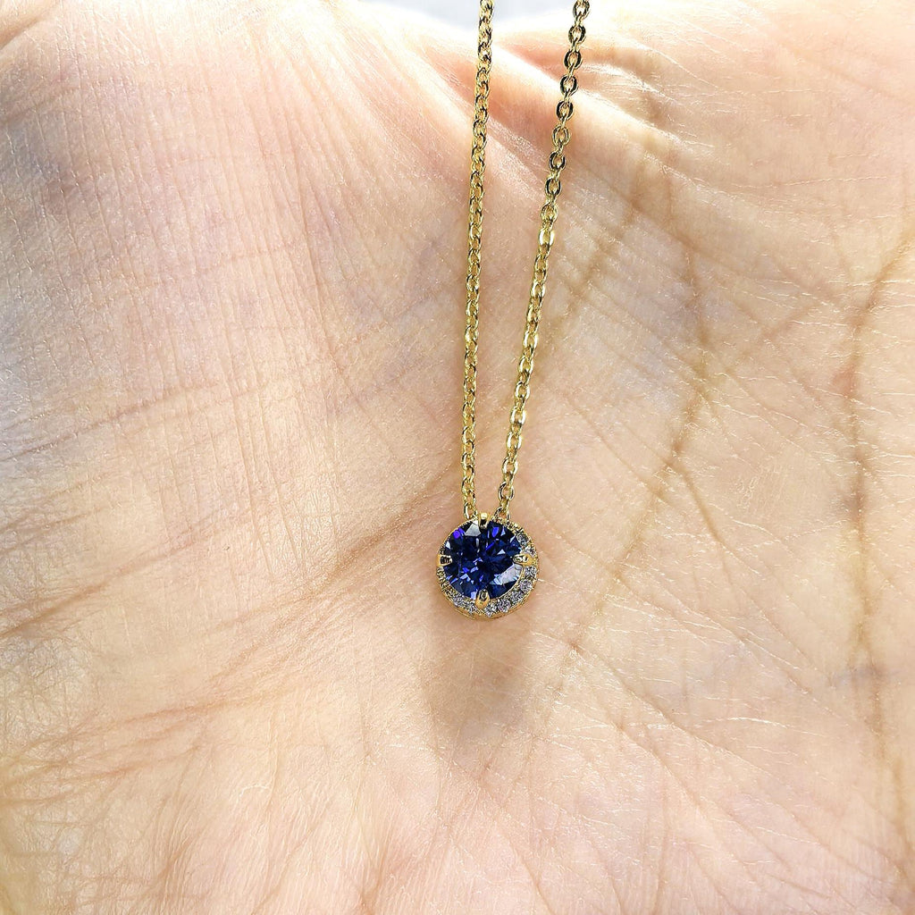 Natural Tanzanite Necklace 925 Sterling Silver 18K Gold Plated Pendant December Birthstone Blue Gemstone Necklace Gift for Her