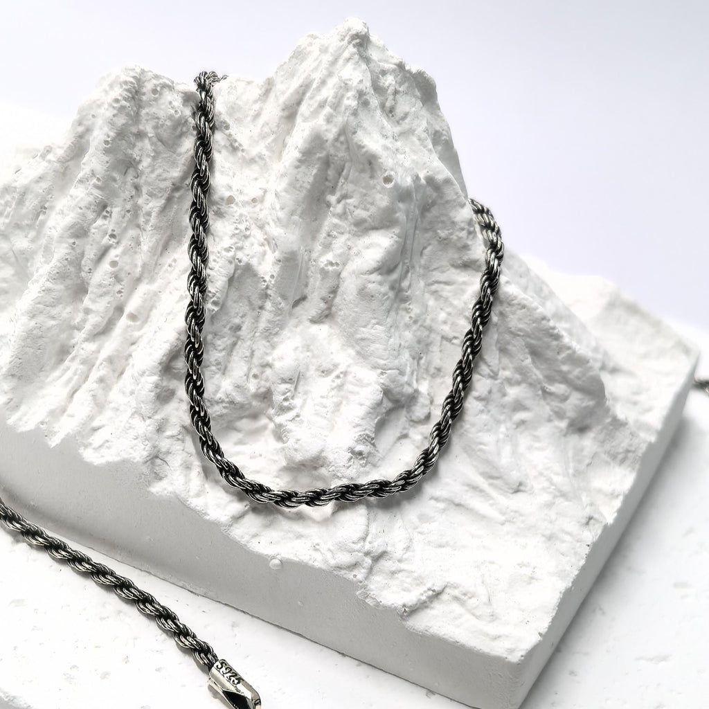 S925 Sterling Silver Rope Chain Necklace 18 inches