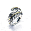 S925 Sterling Silver Feather Ring – Adjustable Wrap Ring, Boho Nature-Inspired Jewelry for Men and Women