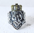 Sterling Silver 925 Lion Head Crown Ring Heavy Gothic Biker Statement