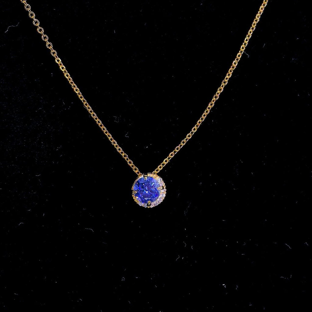 Natural Tanzanite Necklace 925 Sterling Silver 18K Gold Plated Pendant December Birthstone Blue Gemstone Necklace Gift for Her
