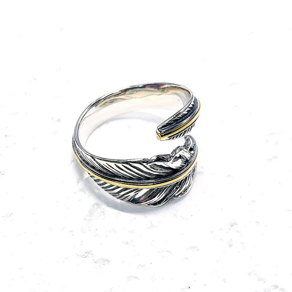 S925 Sterling Silver Feather Ring – Adjustable Wrap Ring, Boho Nature-Inspired Jewelry for Men and Women