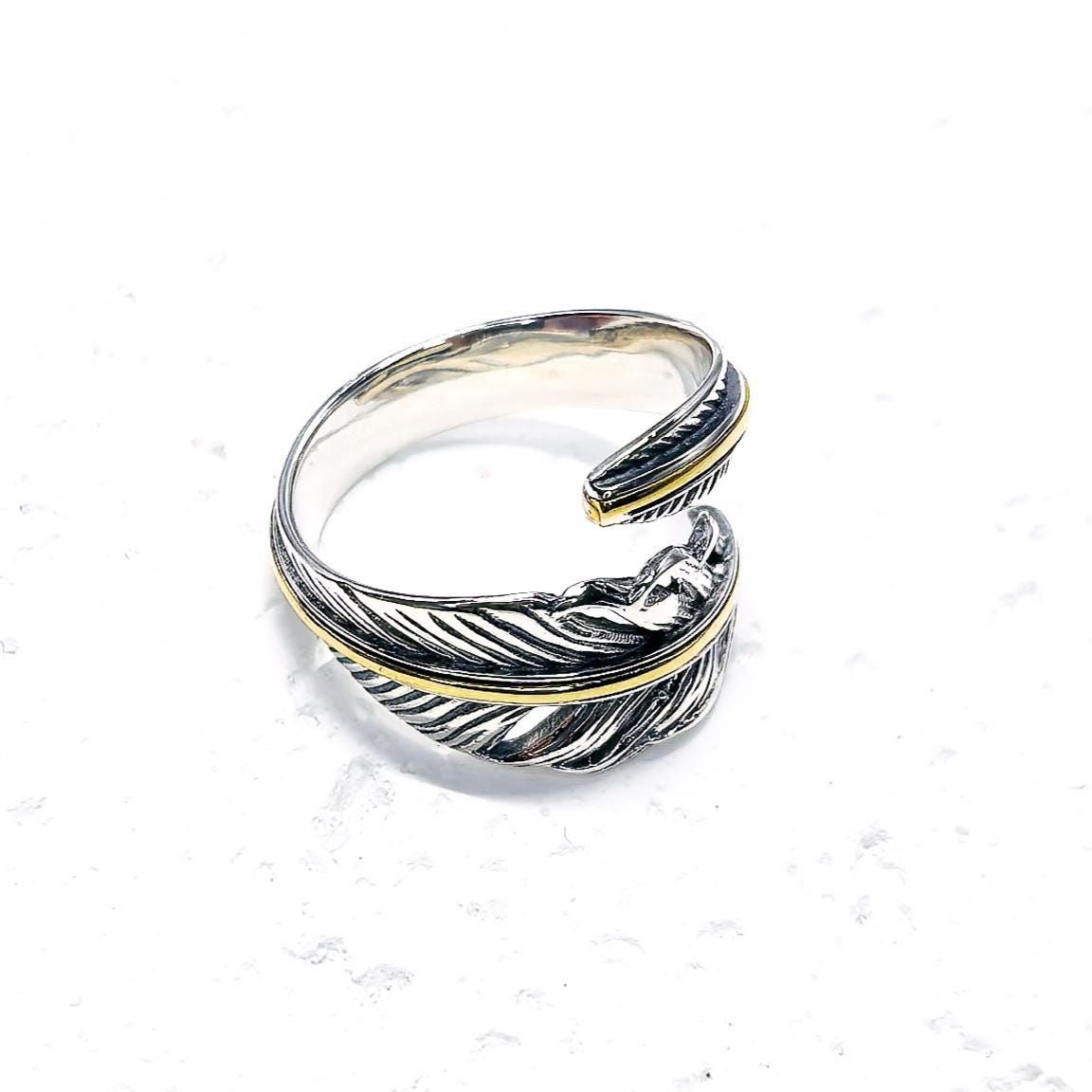 S925 Sterling Silver Feather Ring – Adjustable Wrap Ring, Boho Nature-Inspired Jewelry for Men and Women