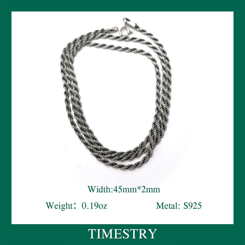 S925 Sterling Silver Rope Chain Necklace 18 inches