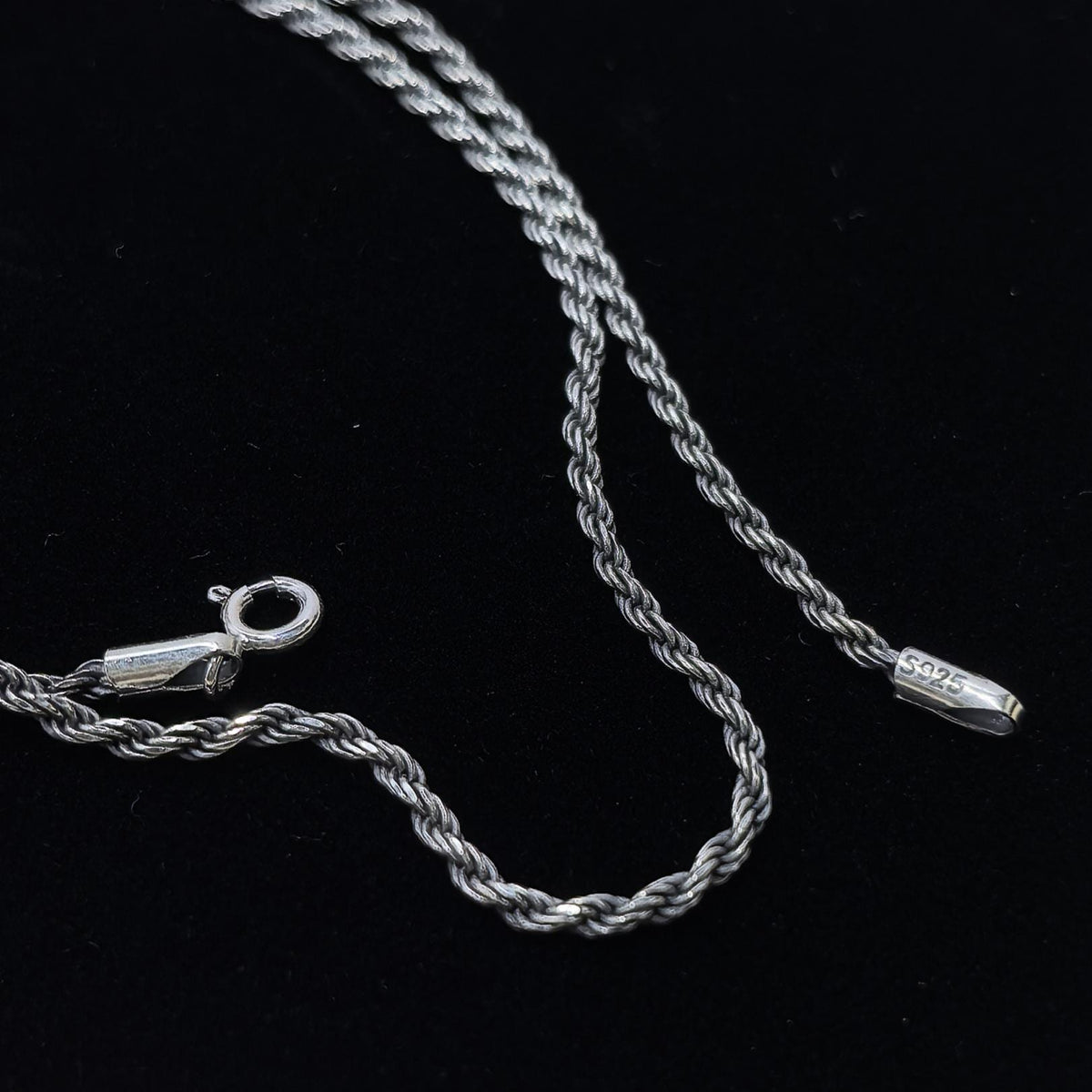 S925 Sterling Silver Rope Chain Necklace 18 inches