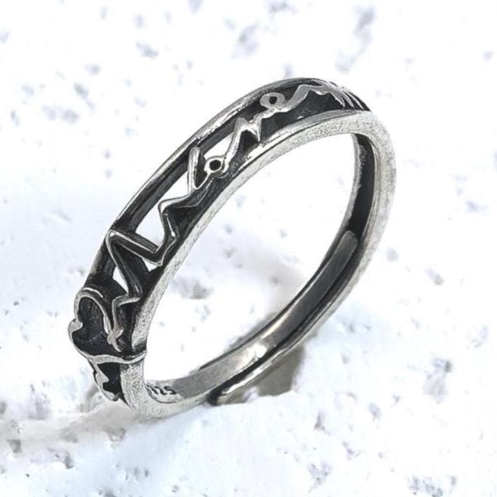 Romantic Silver Heartbeat Lover's Ring – Love Pulse Design Promise Band, Romantic Gift for Her or Him, Adjustable Size Style Jewelry