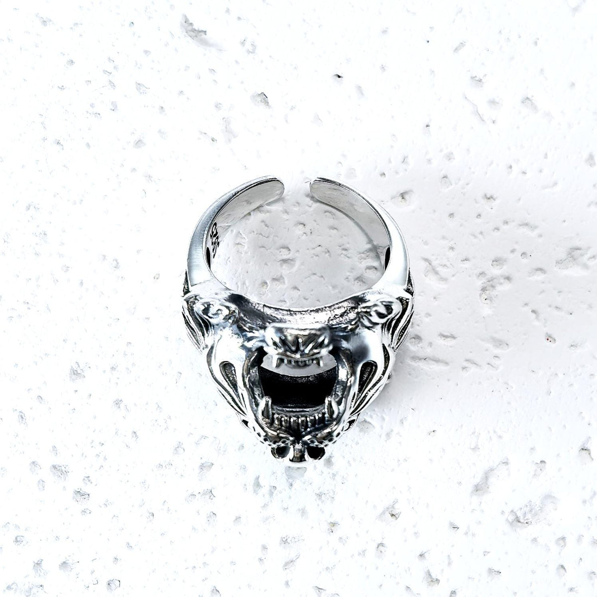 Handmade S925 Sterling Silver Tiger Head Ring, Gothic Biker Jewelry