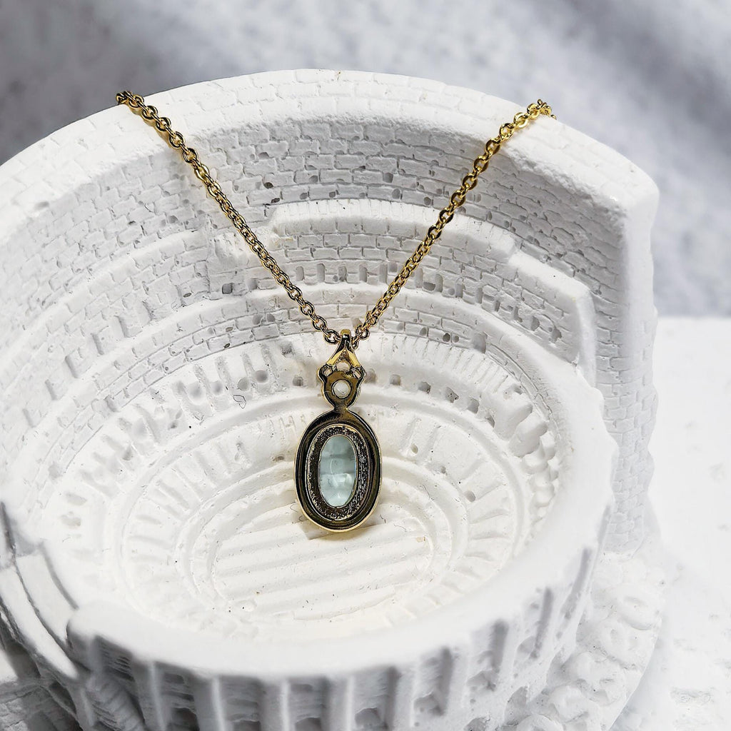 November Birthstone Gemstone Necklace Gift for Her Natural Sky Blue Topaz Necklace 925 Sterling Silver 18K Gold Plated Pendant