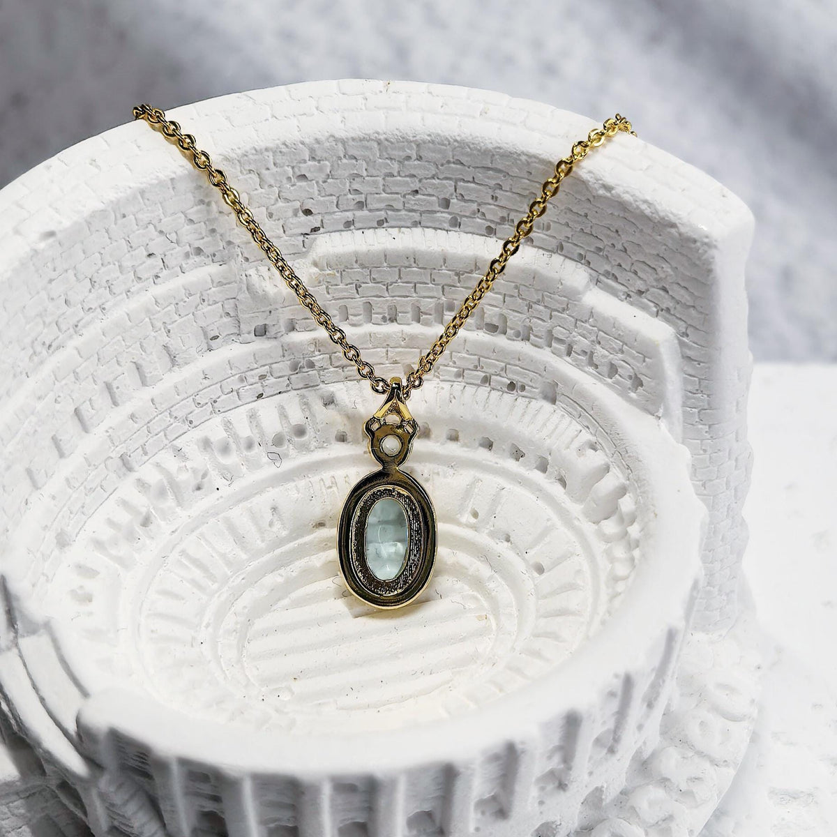November Birthstone Gemstone Necklace Gift for Her Natural Sky Blue Topaz Necklace 925 Sterling Silver 18K Gold Plated Pendant